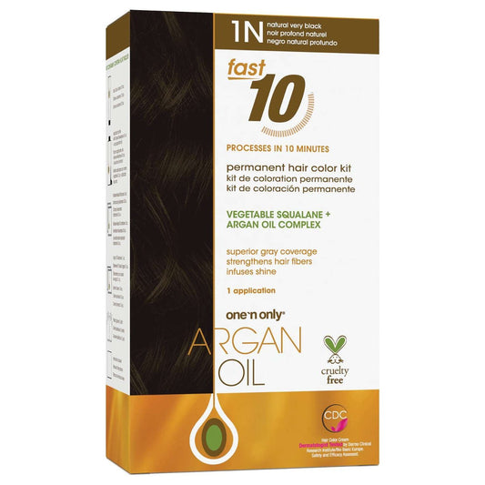 Argan Oil Fast 10 Permananent Hair Color Kit 1N Very Black