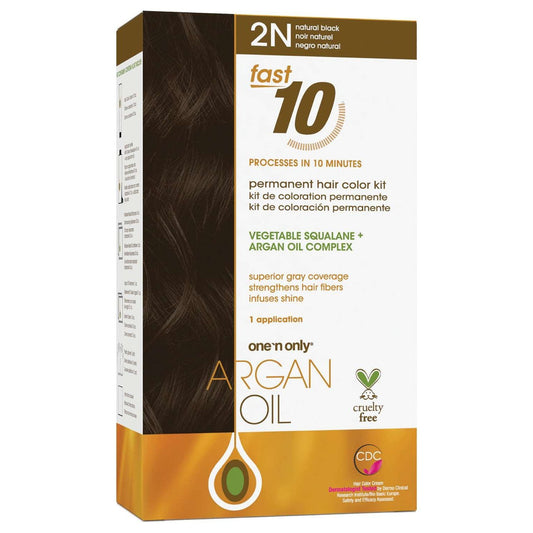 Argan Oil Fast 10 Permananent Hair Color Kit 2N Black
