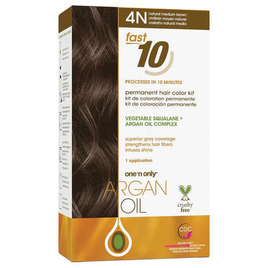 Argan Oil Fast 10 Permananent Hair Color Kit 4N Medium Brown