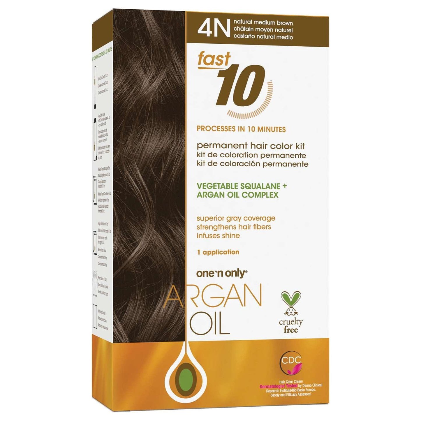 Kit de coloración permanente Argan Oil Fast 10 4N Marrón medio