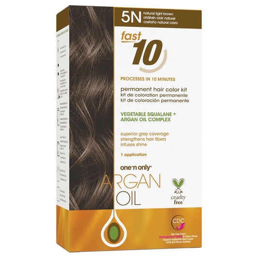 Argan Oil Fast 10 Permananent Hair Color Kit 5N Light Brown