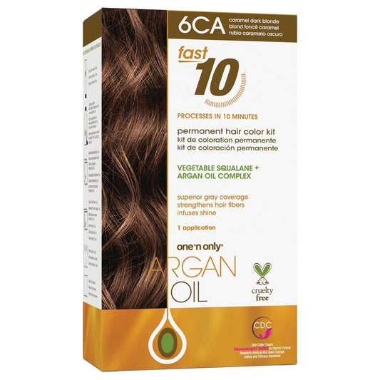 Argan Oil Fast 10 Permananent Hair Color Kit 6Ca Carmel Dark Blonde