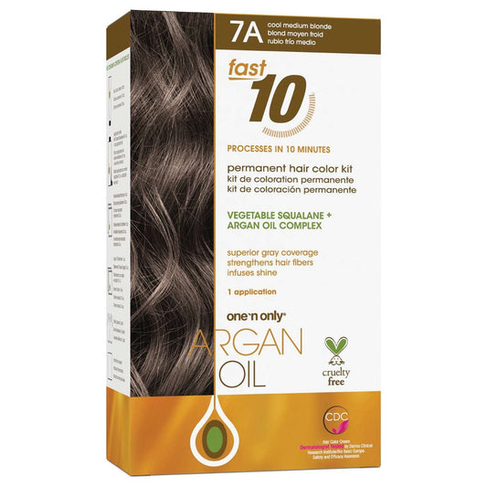 Kit de color de cabello permanente Argan Oil Fast 10 7A Rubio medio frío