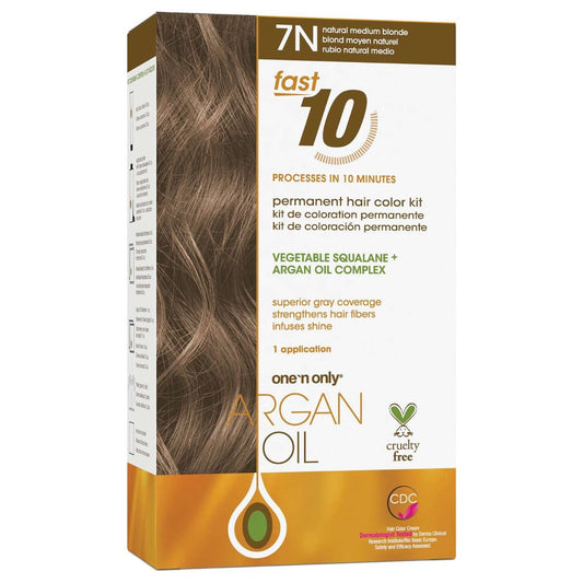 Argan Oil Fast 10 Permananent Hair Color Kit 7N Medium Blonde