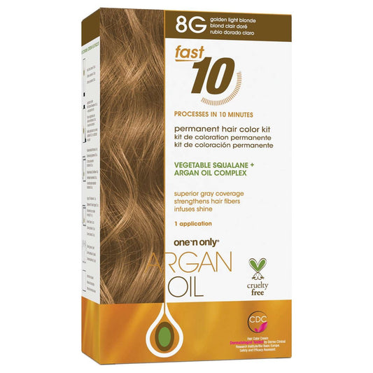Argan Oil Fast 10 Permananent Hair Color Kit 8G Golden Light Blonde