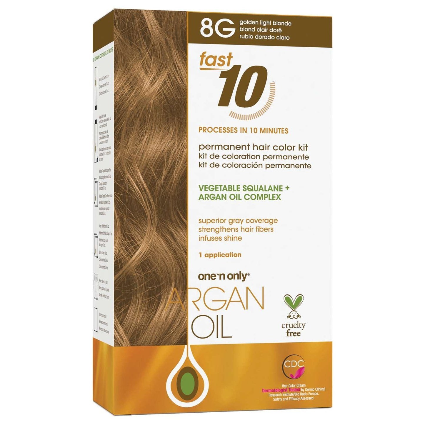 Argan Oil Fast 10 Permananent Hair Color Kit 8G Golden Light Blonde