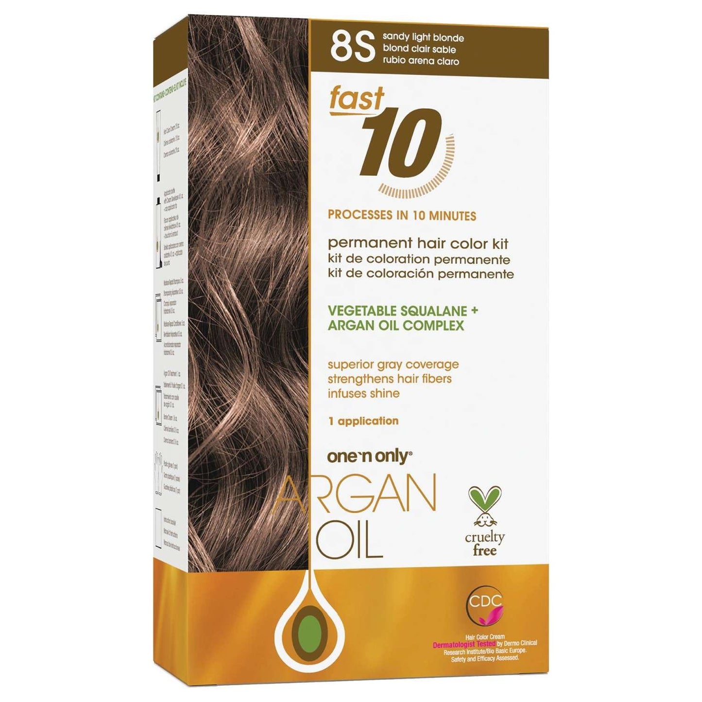 Argan Oil Fast 10 Permananent Hair Color Kit 8S Sandy Light Blonde