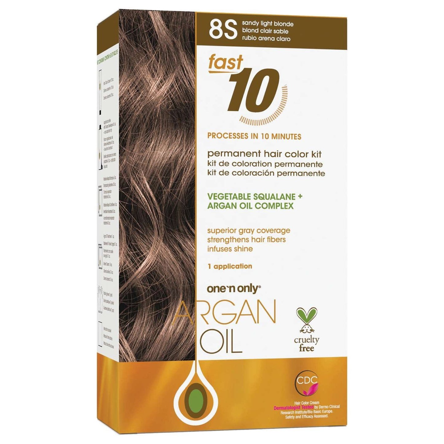 Kit de color de cabello permanente Argan Oil Fast 10 8S Rubio claro arenoso