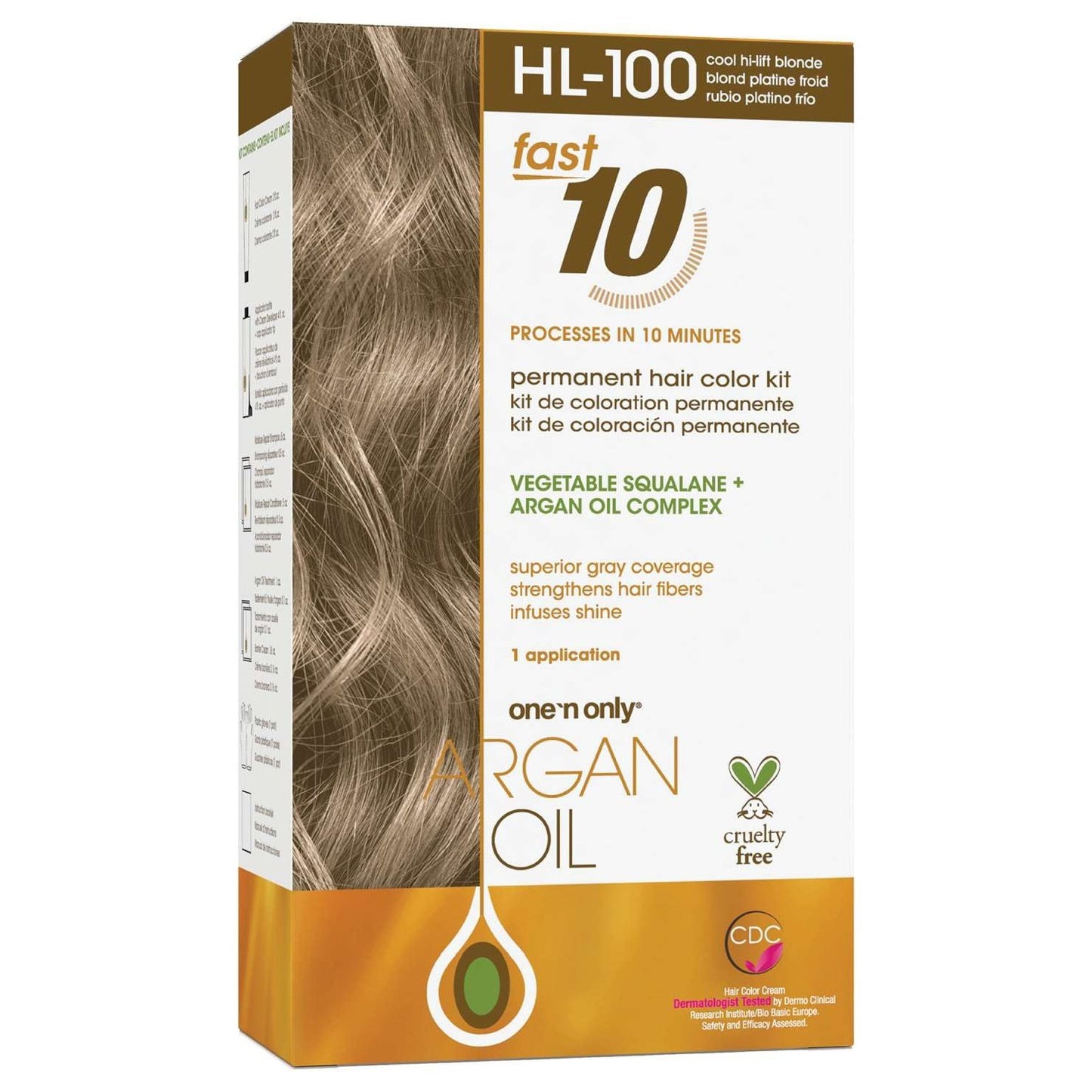 Argan Oil Fast 10 Permananent Hair Color Kit Hl100 Cool Hi-Lift Blonde