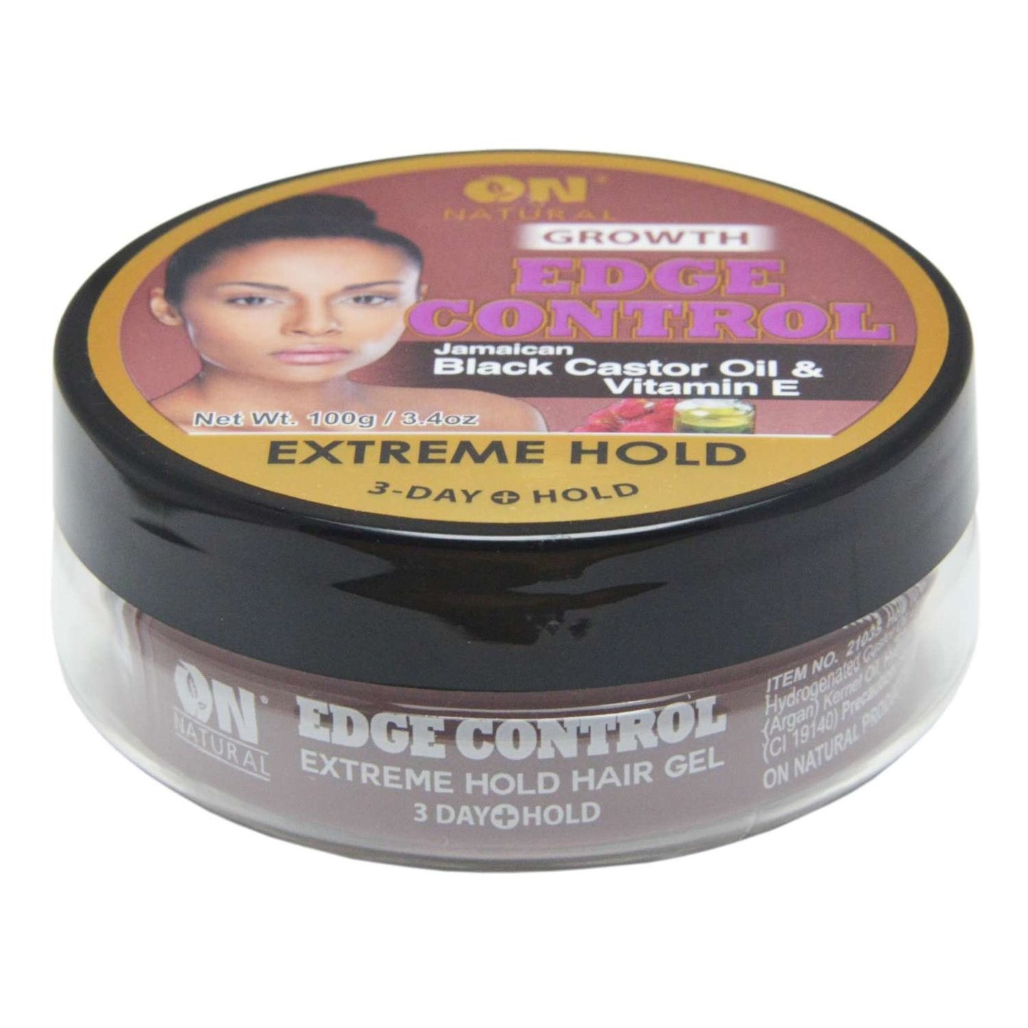 On Natural Edge Control Extreme Hold Hair Gel J. Black Castor Oil  Vit E