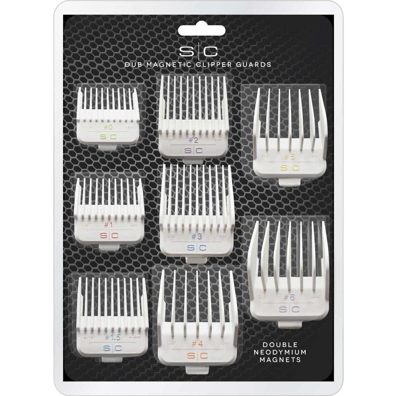 Sc Barber Hairstylist Dub Protectores Universales Dobles Magnéticos para Cortapelos Incluye 8 Guías de Corte de Cabello Codificadas de Varios Tamaños de 116 a 34