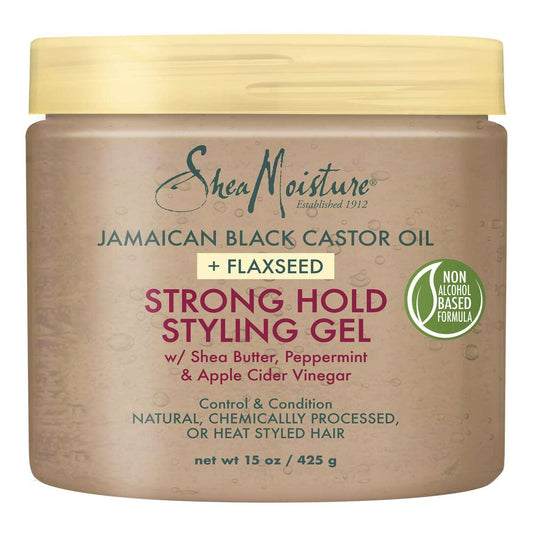 Shea Moisture Gel de peinado de fijación fuerte con aceite de ricino negro jamaicano y linaza