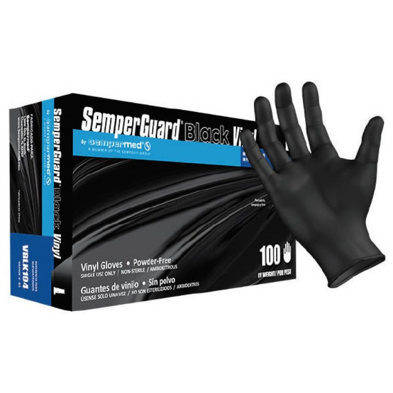 Guantes SemperGuard de vinilo negro sin polvo-L