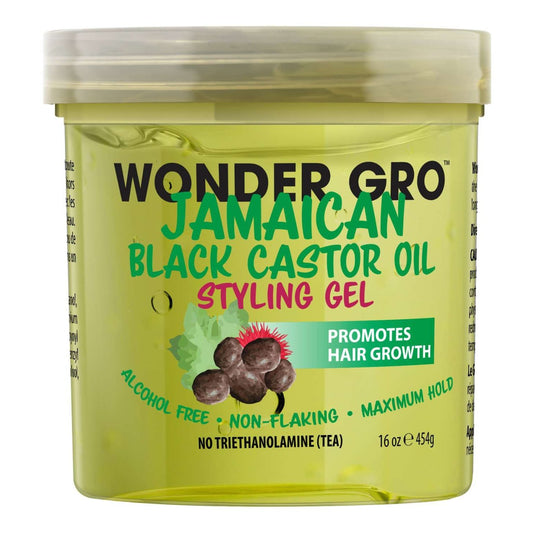 Gel para peinar el cabello con aceite de ricino negro jamaicano Wonder Gro