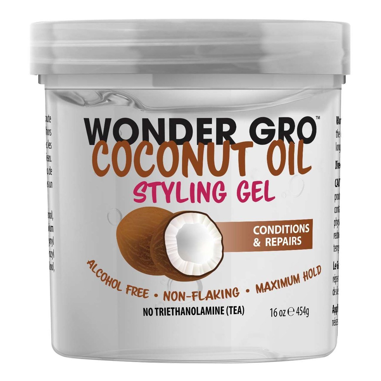 Gel para peinar el cabello con aceite de coco Wonder Gro